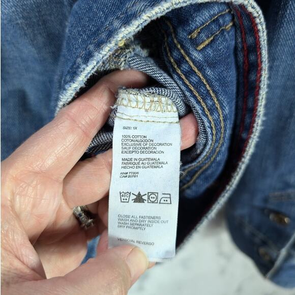 Tommy Hilfiger Jean Jacket Womens 1X Plus Denim Coat Y2K Preppy Vintage READ - Picture 9 of 11